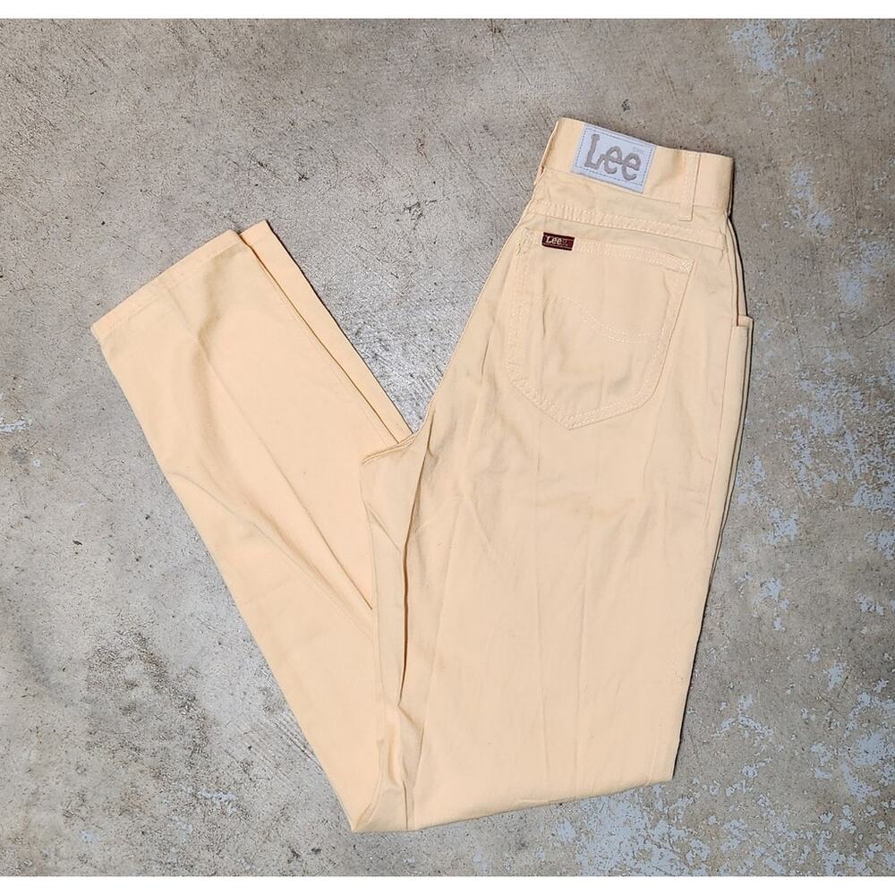 Vintage Pleated Lee Cotton Pants Yellow Women's Sz 5 / 25 x 32.5 Made in USA